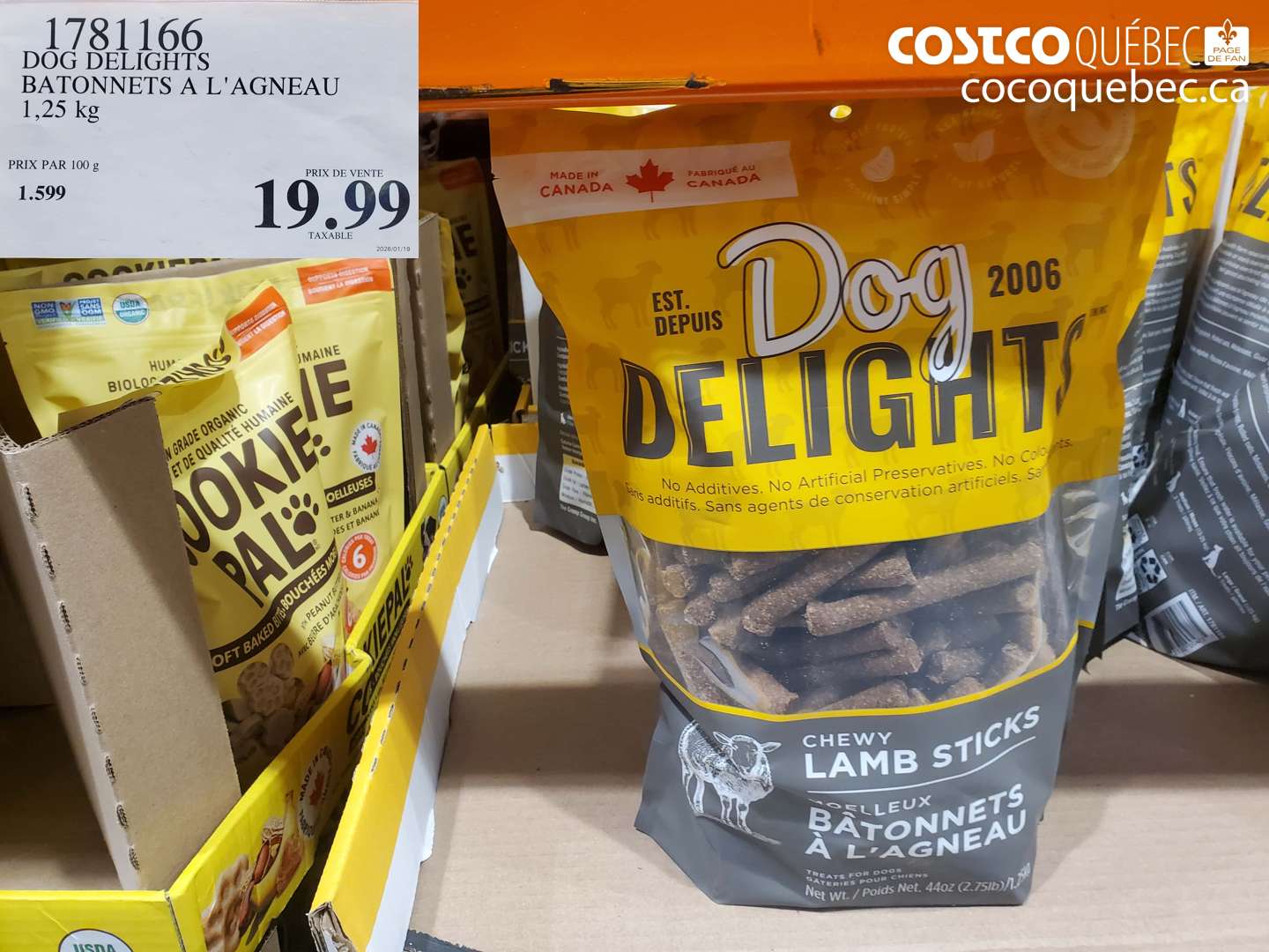 1781166 DOG DELIGHTS BATONNETS A L'AGNEAU 1,25 kg $19.99