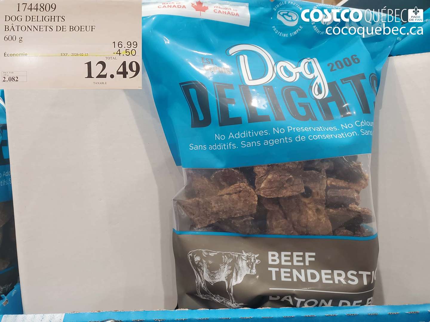 1744809 DOG DELIGHTS BATONS DE BOEUF  ($4.50 INSTANT SAVINGS EXPIRES ON 2026-02-15) $12.49