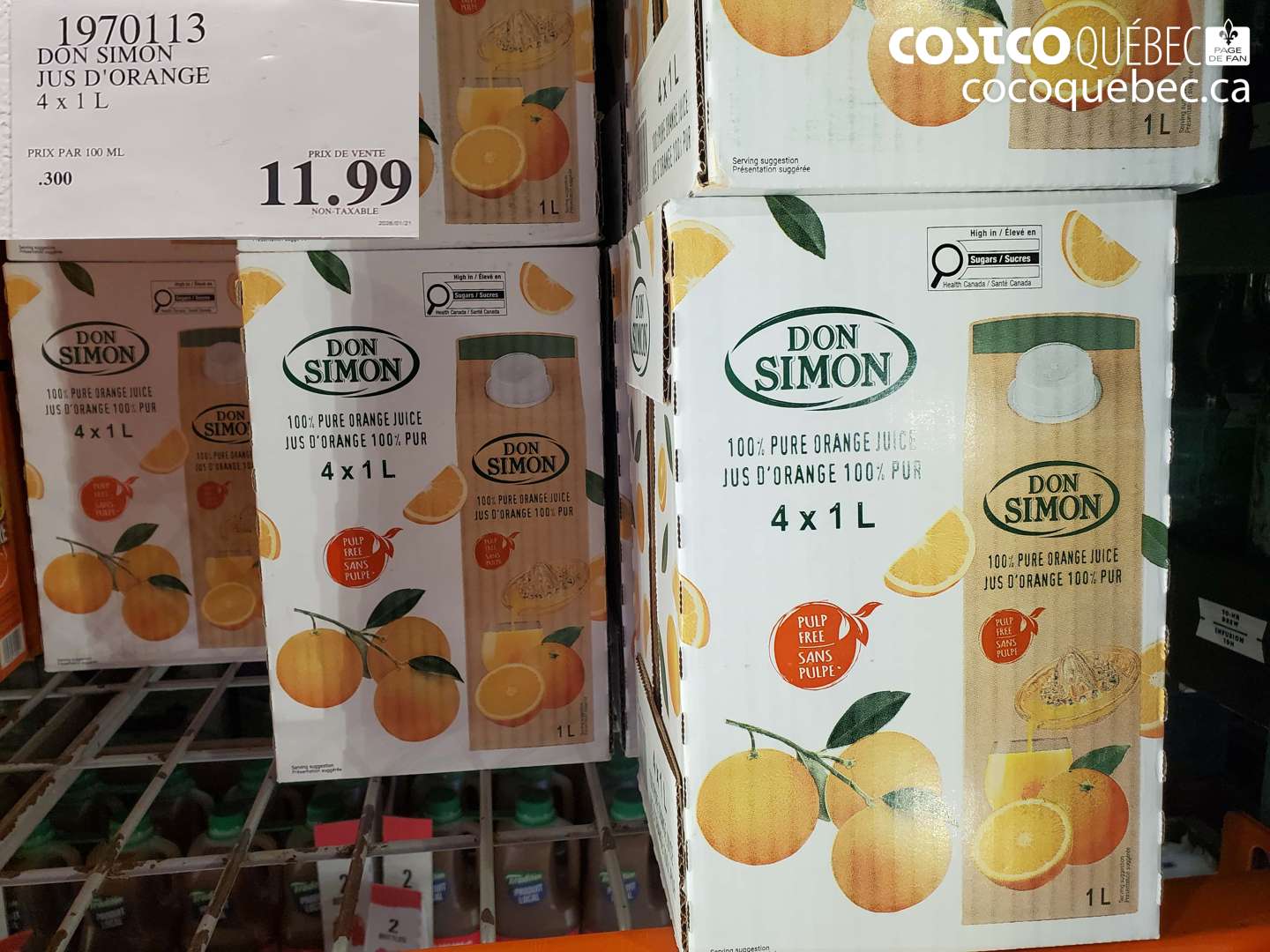 1970113 DON SIMON JUS D'ORANGE 4 x 1L $11.99