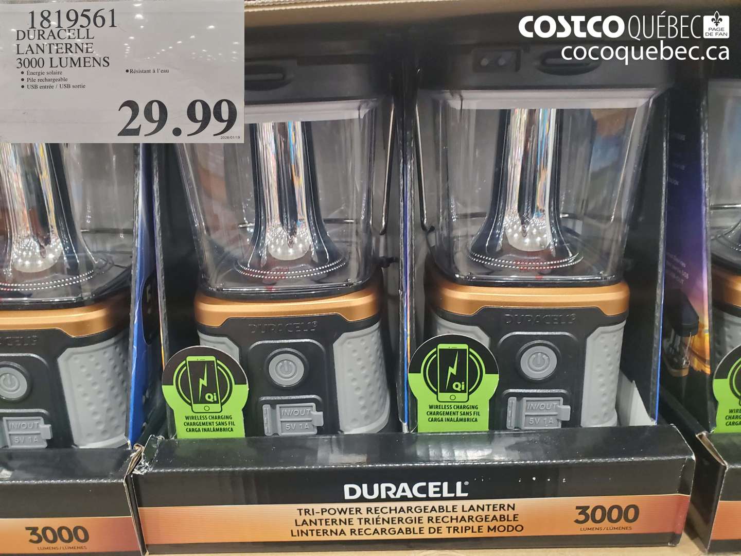 1819561 DURACELL LANTERNE 3000 LUMENS  $29.99