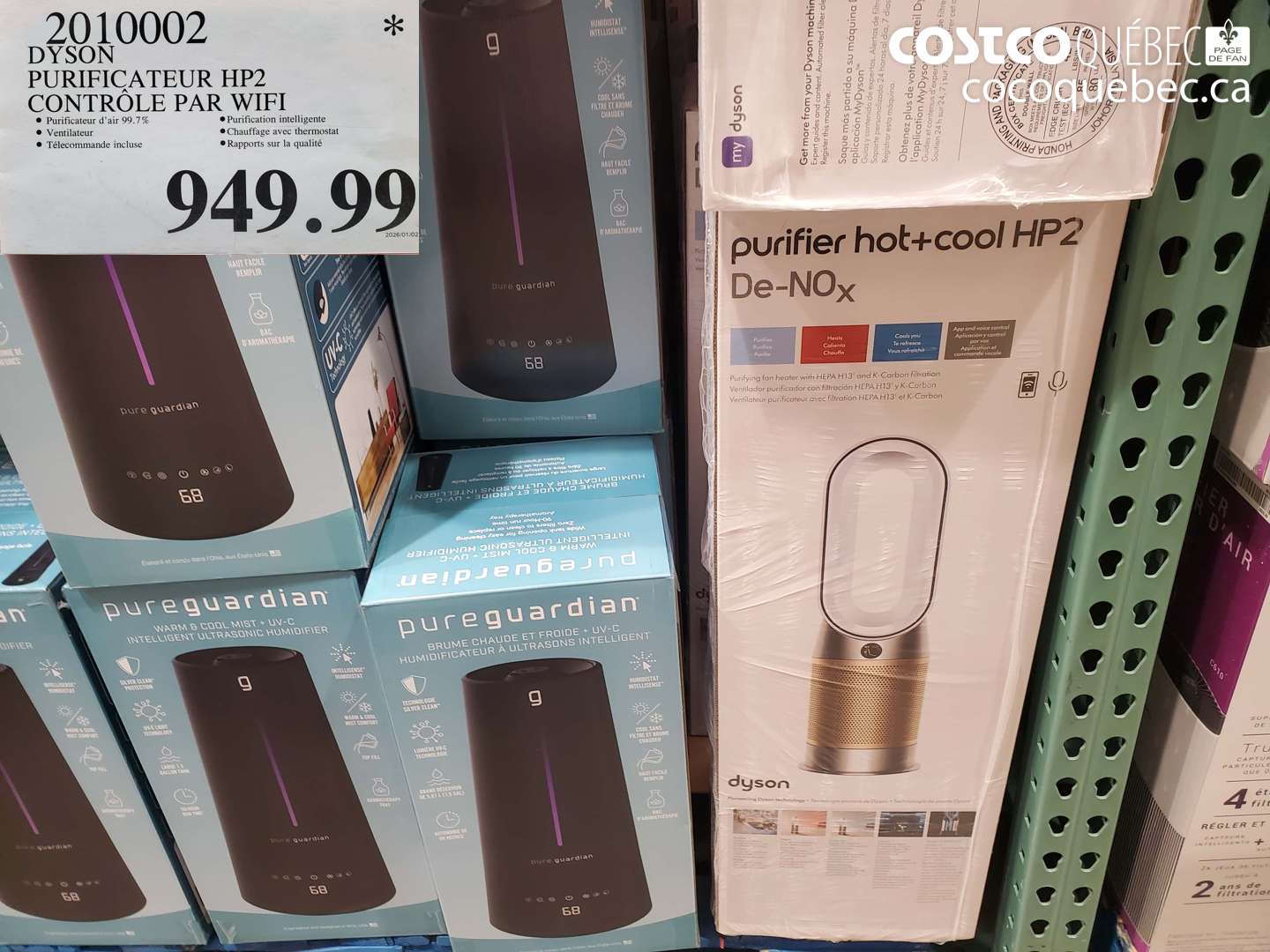 2010002 DYSON PURIFICATEUR IP2 CONTROLE PAR WIFI $949.99