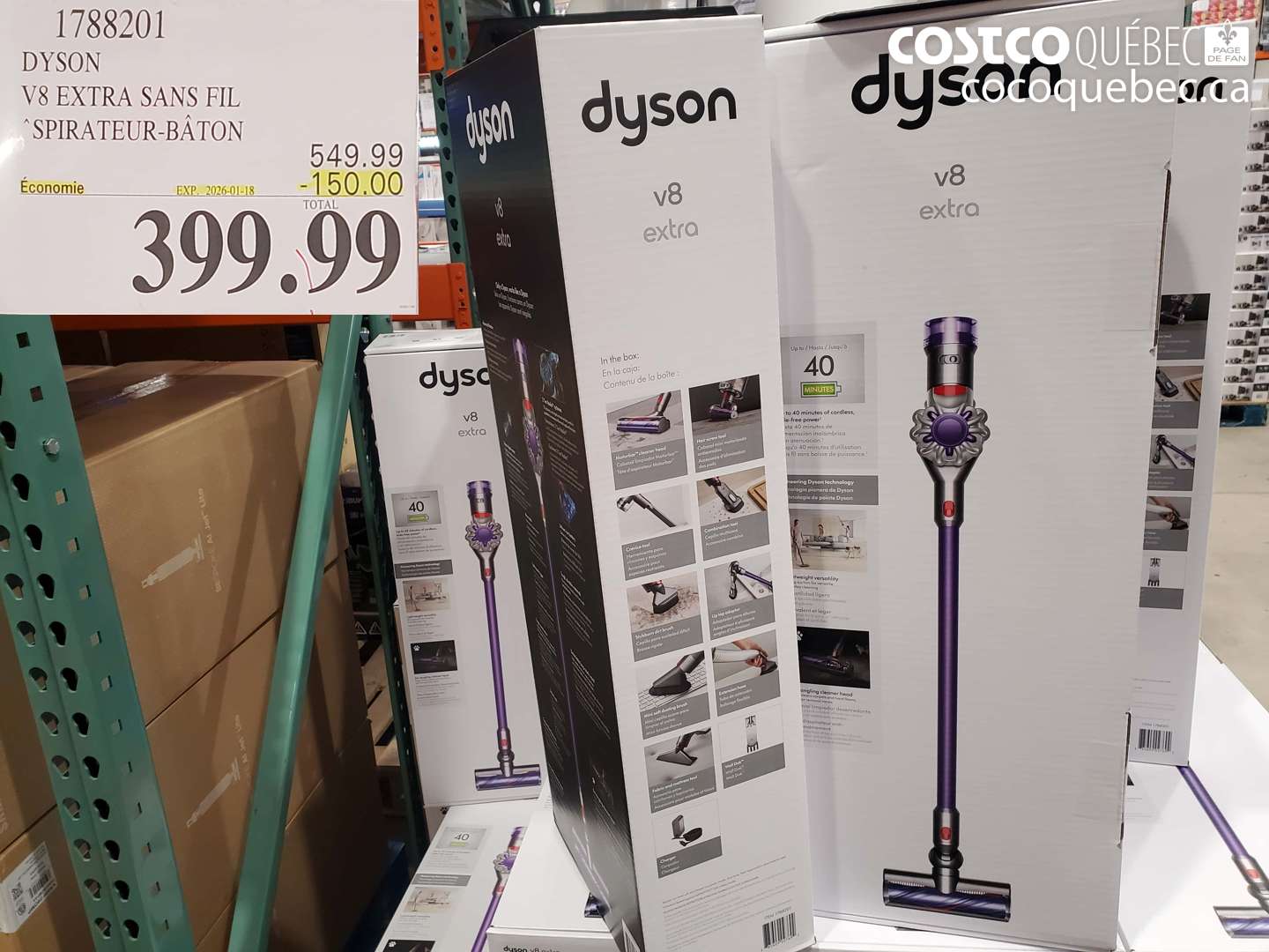 1788201 DYSON V8 EXTRA SANS FIL SPIRATEUR-BÂTON ($150.00 INSTANT SAVINGS EXPIRES ON 2026-01-18) $399.99