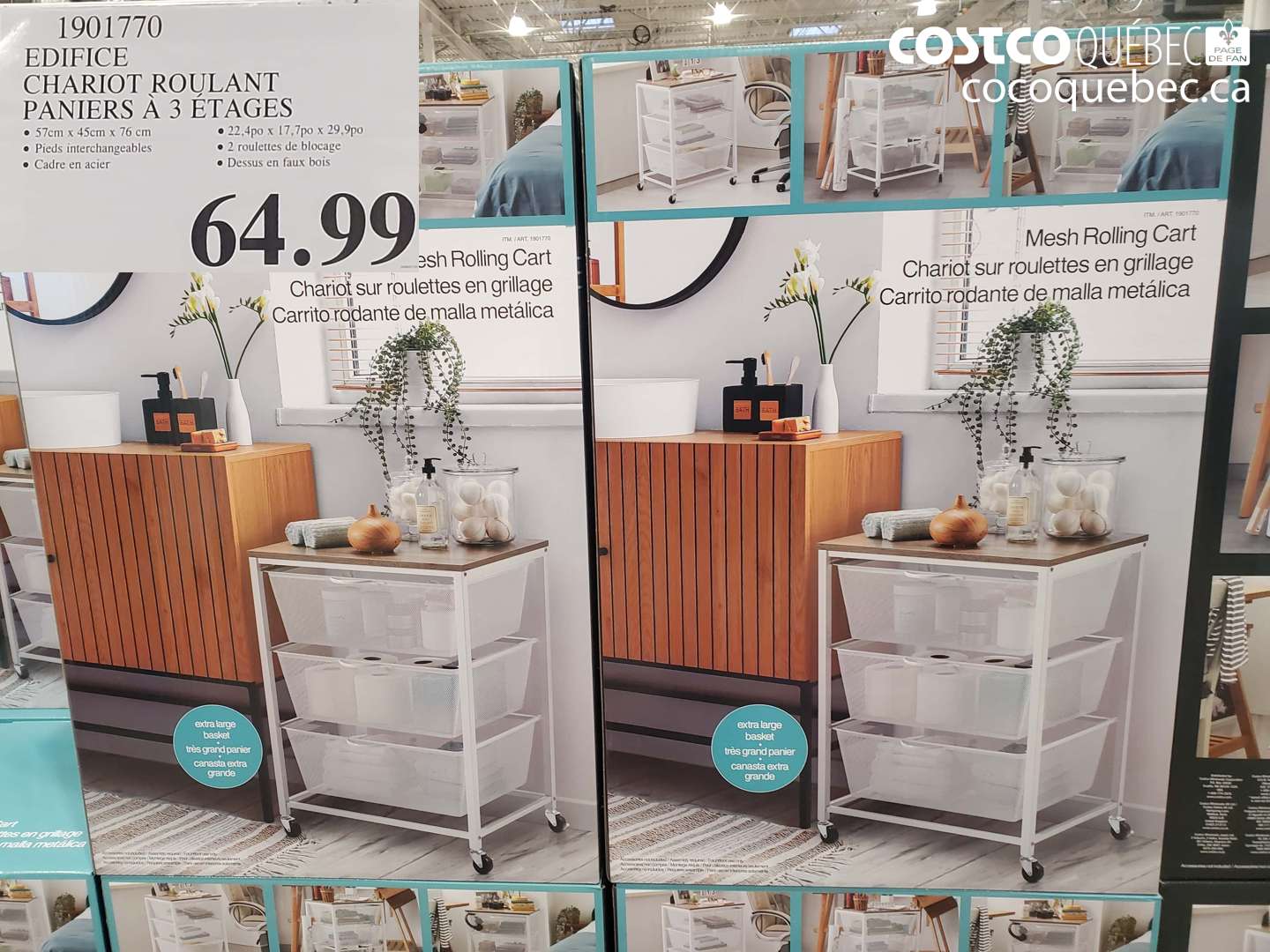 1901770 EDIFICE CHARIOT ROULANT PANIERS A 3 ETAGES $64.99