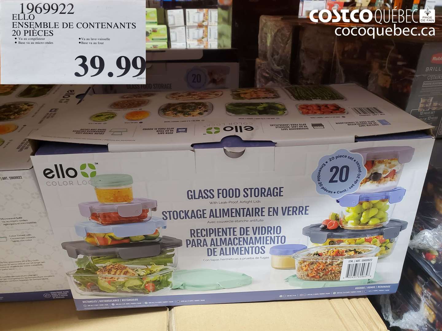 1969922 ELLO ENSEMBLE DE CONTENANTS 20 PIECES $39.99
