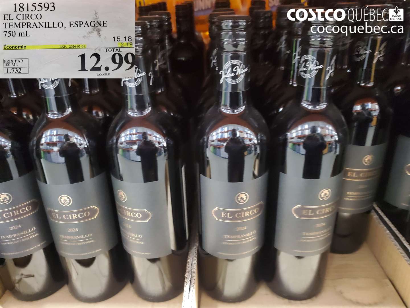 1815593 EL CIRCO TEMPRANILLO, ESPAGNE 750ML ($2.19 INSTANT SAVINGS EXPIRES ON 2026-02-01) $12.99