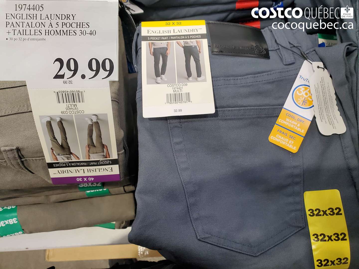 1974405 ENGLISH LAUNDRY PANTALON À 5 POCHES + TAILLES HOMMES 30-40 $29.99