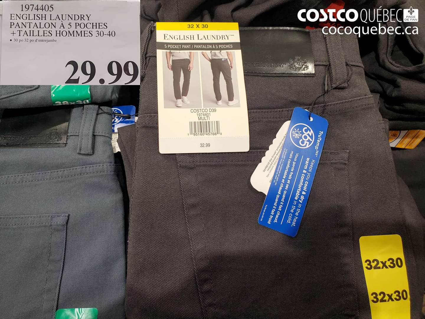 1974405 ENGLISH LAUNDRY PANTALON À 5 POCHES + TAILLES HOMMES 30-40 $29.99