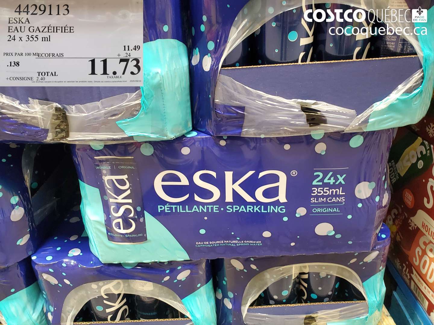 4429113 ESKA EAU GAZÉIFIÉE 24 x 355 ml $11.73