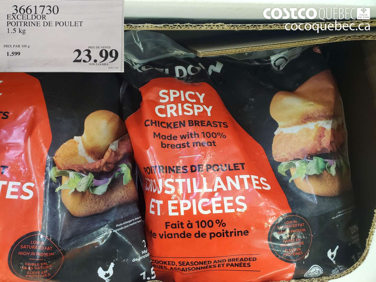 3661730 EXCELDOR POITRINE DE POULET 1.5 kg $23.99