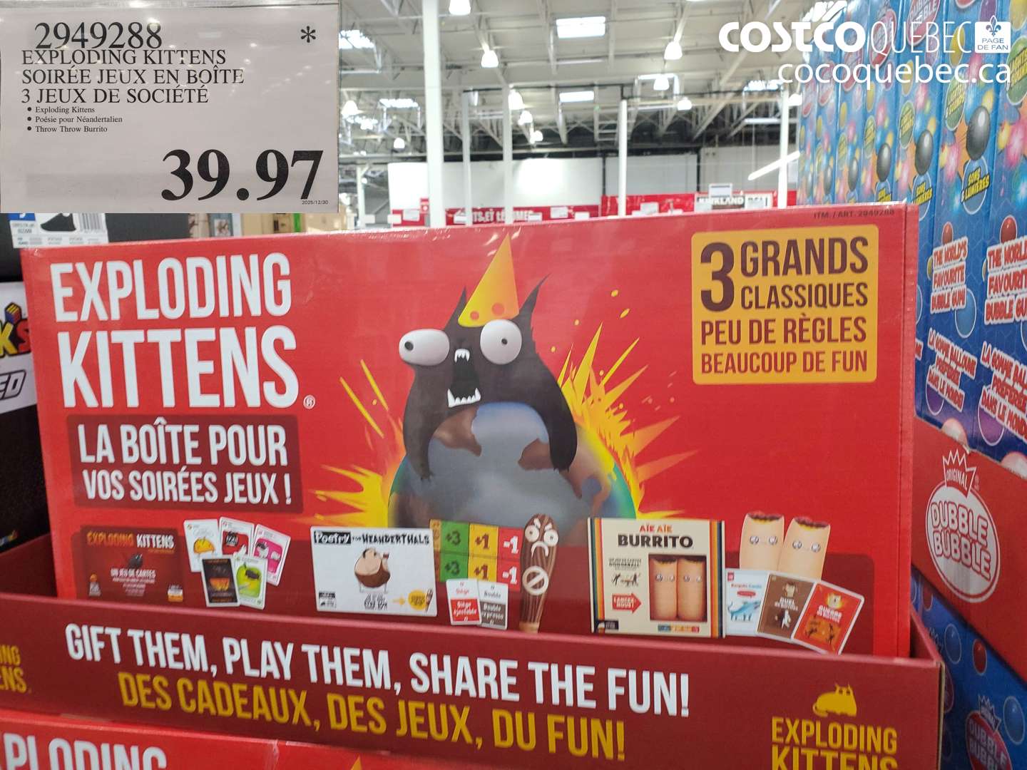 2949288 EXPLODING KITTENS SOIRÉE JEUX EN BOÎTE 3 JEUX DE SOCIÉTÉ $39.97