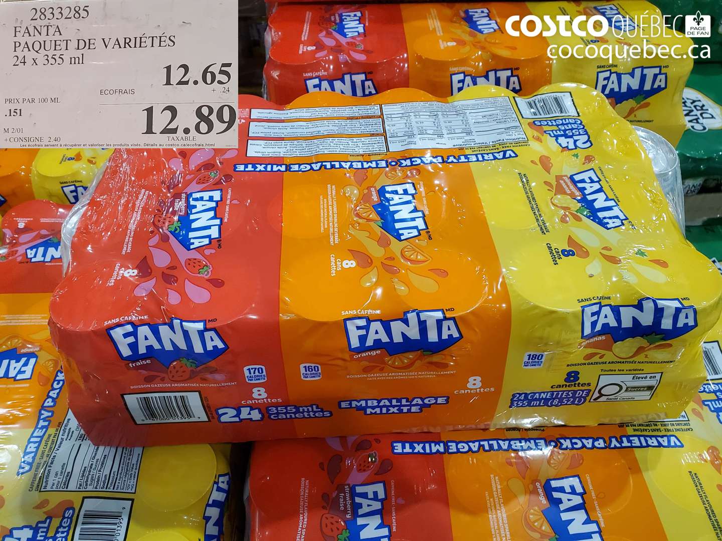 2833285 FANTA PAQUET DE VARIÉTÉS 24 x 355 ml $12.89