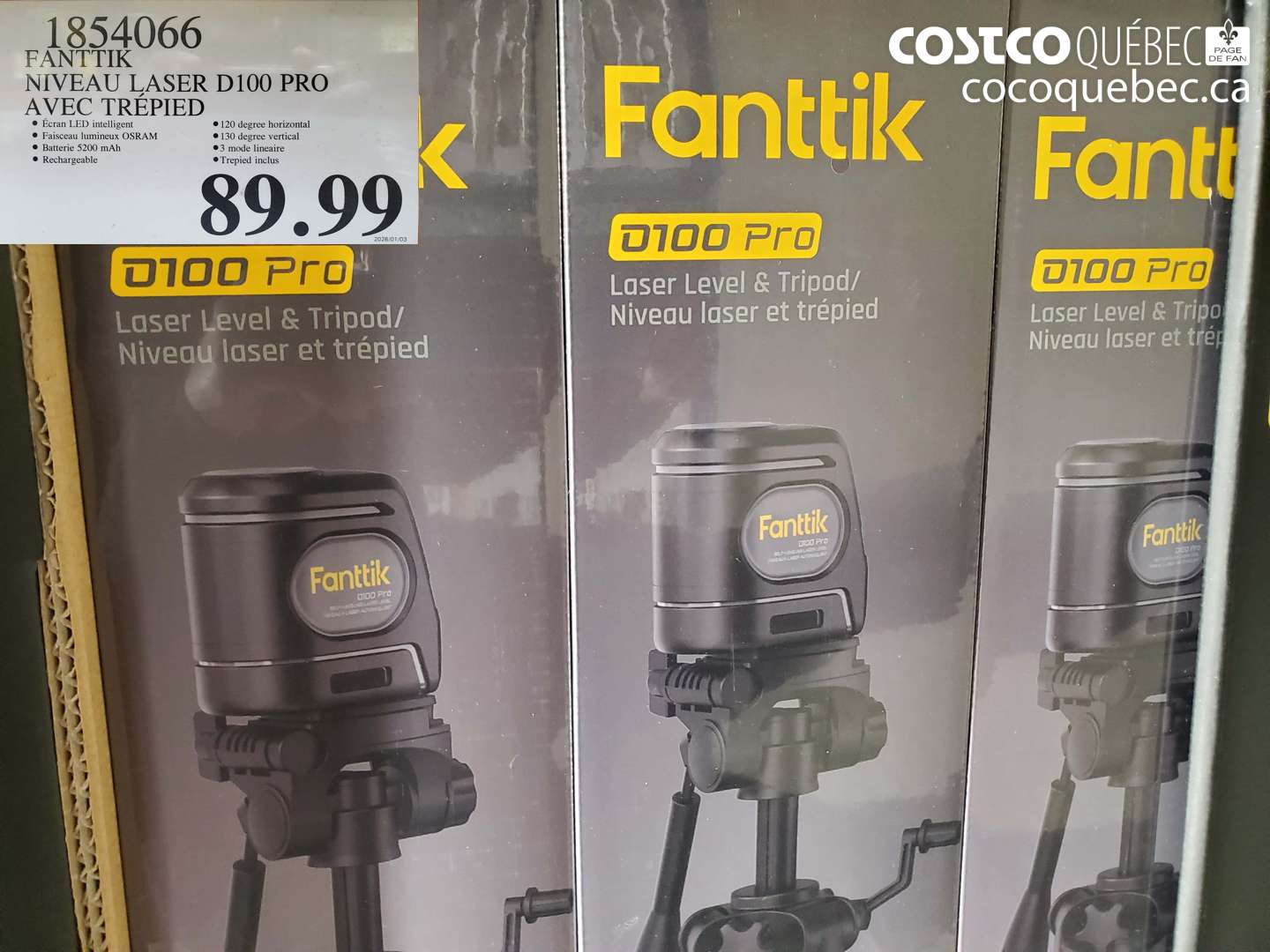 1854066 FANTIK NIVEAU LASER D100 PRO A VEC TRÉPIED $89.99