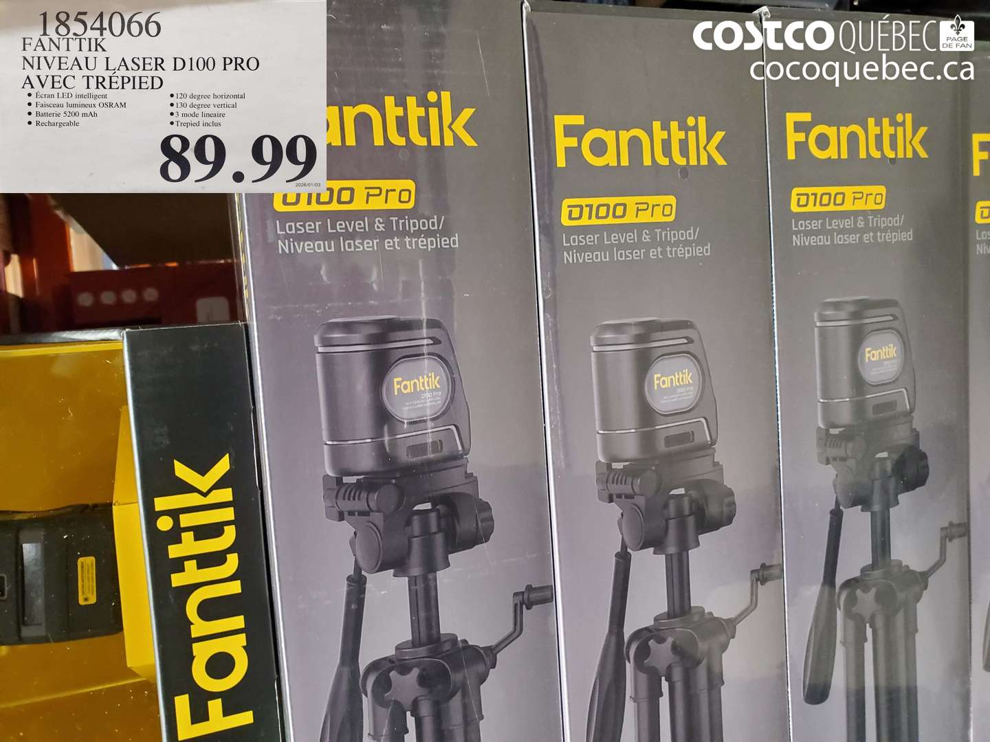 1854066 FANTIK NIVEAU LASER D100 PRO A VEC TRÉPIED $89.99