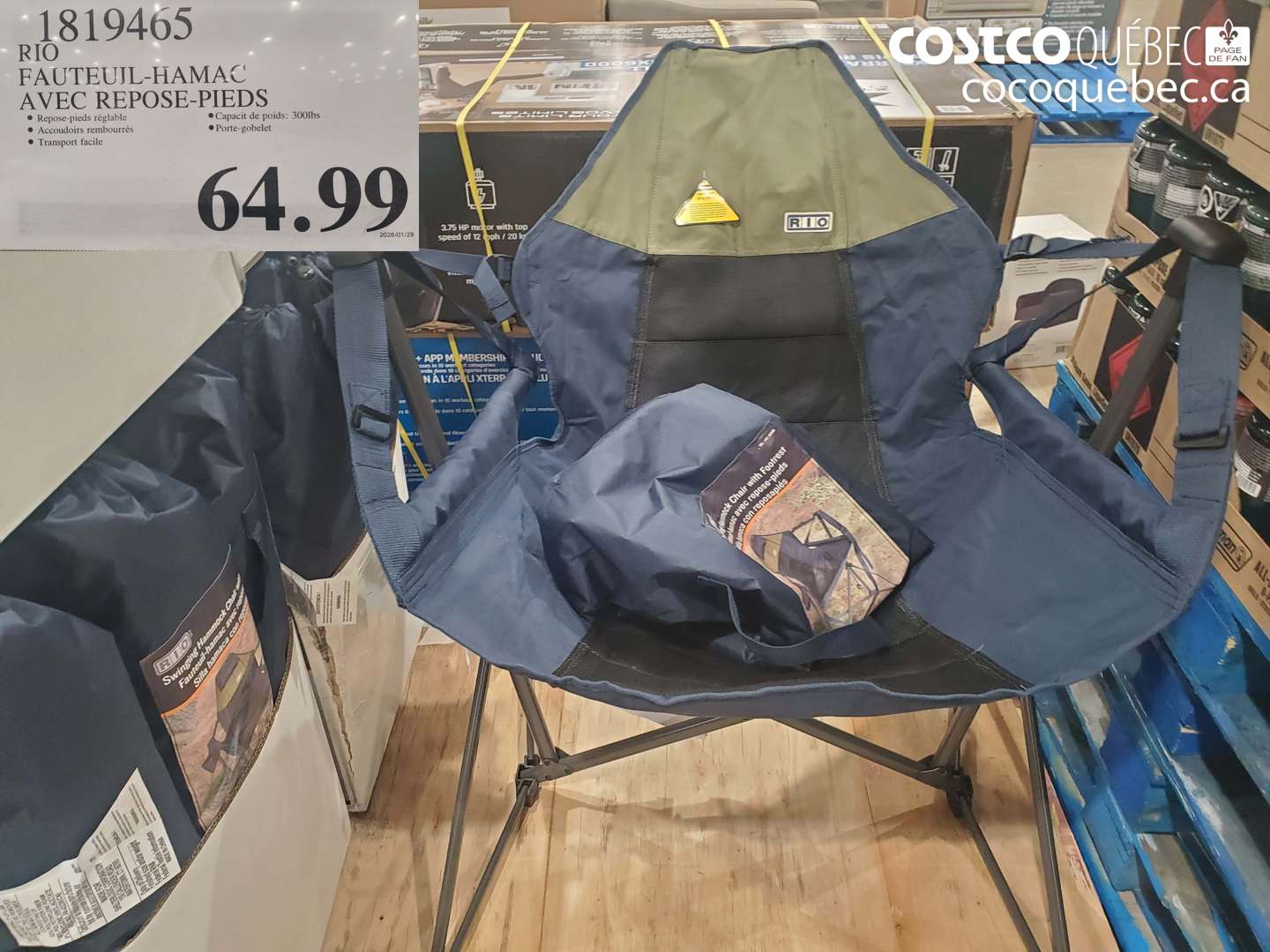 1819465 FAUTEUIL-HAMAC AVEC REPOSE-PIEDS $64.99