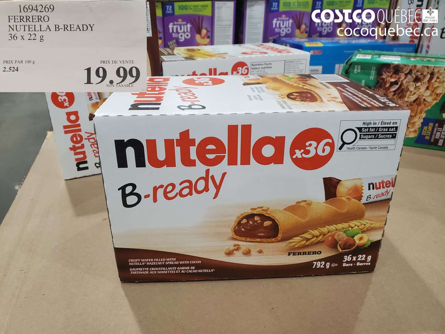1694269 FERRERO NUTELLA B-READY 36 x 22 g $19.99