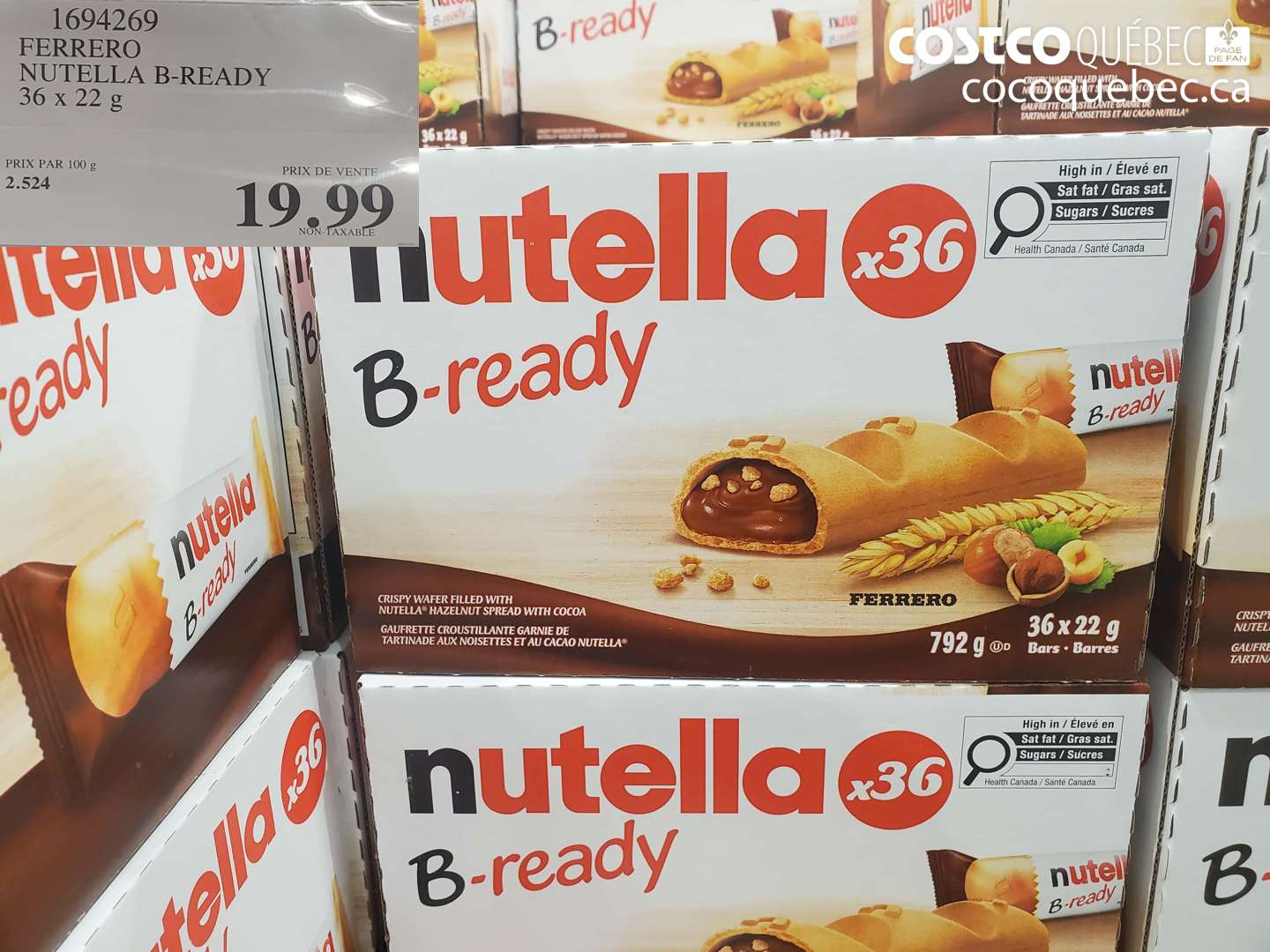 1694269 FERRERO NUTELLA B-READY 36 x 22 g $19.99