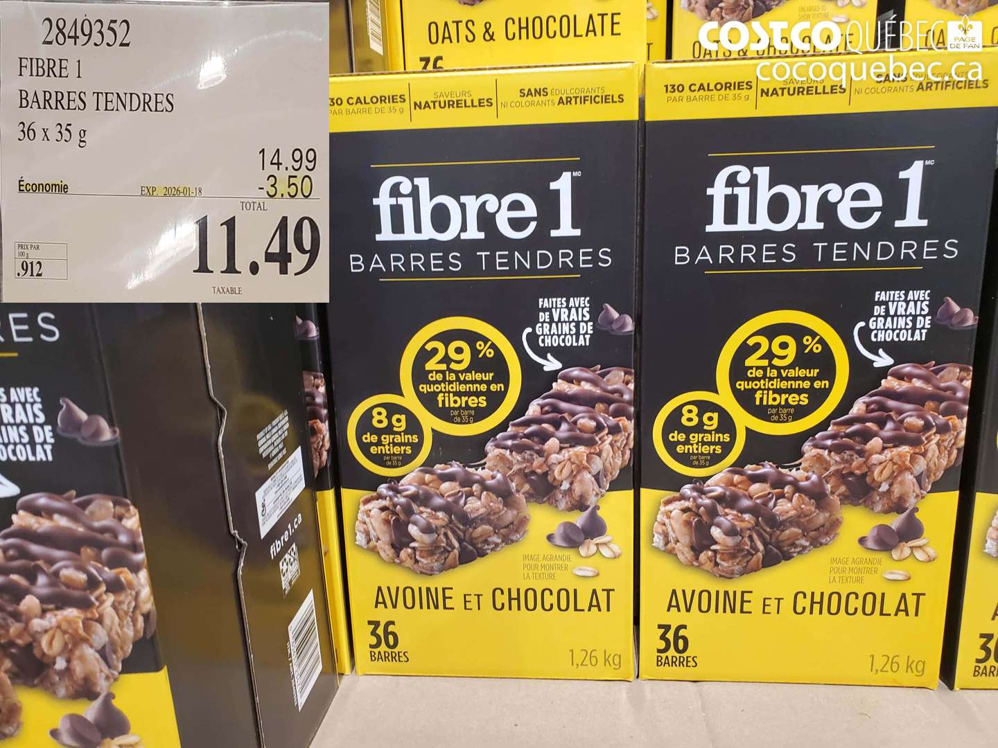 2849352 FIBRE 1 BARRES TENDRES 36 x 35 g ($3.50 INSTANT SAVINGS EXPIRES ON 2026-01-18) $11.49