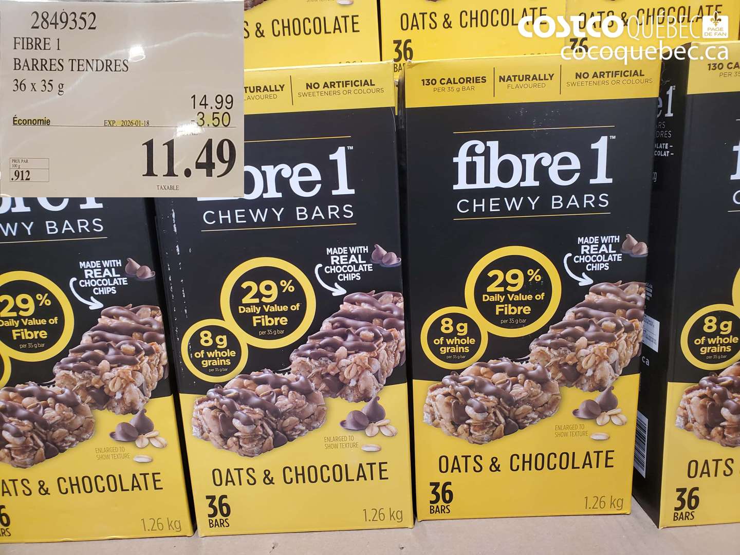 2849352 FIBRE 1 BARRES TENDRES 36 x 35 g ($3.50 INSTANT SAVINGS EXPIRES ON 2026-01-18) $11.49