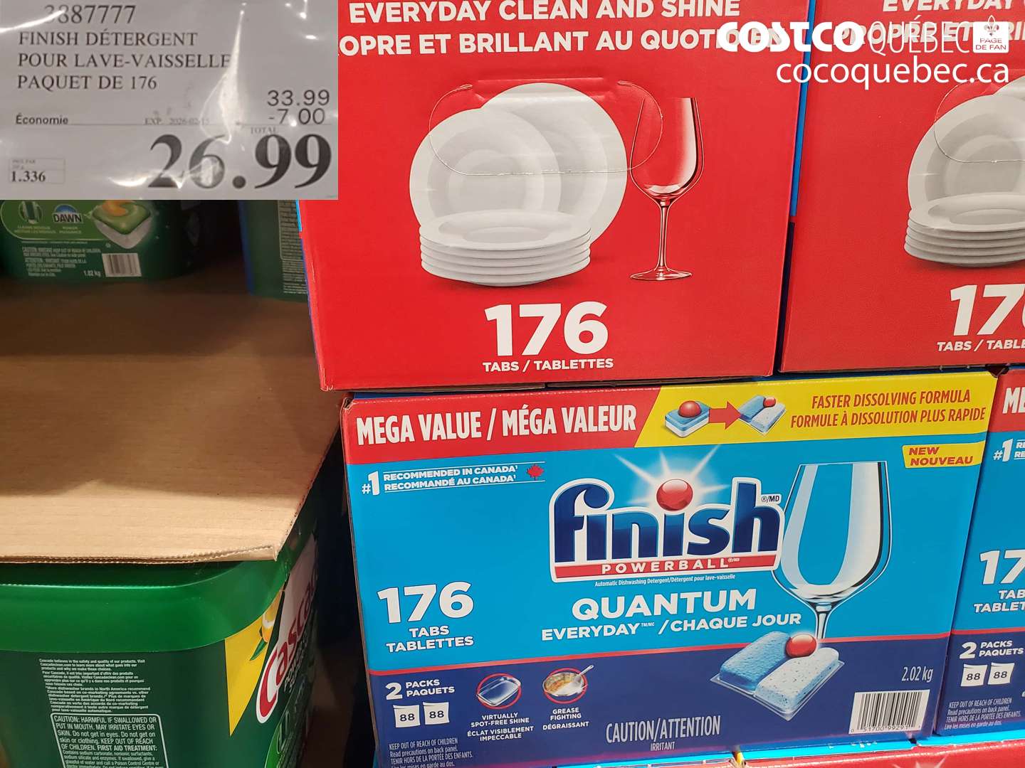 3887777 FINISH DÉTERGENT POUR LAVE-VAISSELLE PAQUET DE 176 ($7.00 INSTANT SAVINGS EXPIRES ON 2026-02-15) $26.99