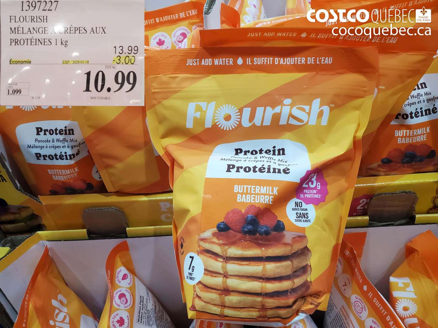 1397227 FLOURISH MÉLANGE À CRÊPES AUX PROTÉINES 1 kg ($3.00 INSTANT SAVINGS EXPIRES ON 2026-01-18) $10.99