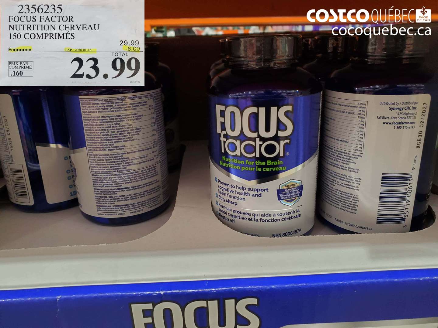 2356235 FOCUS FACTOR NUTRITION CERVEAU 150 COMPRIMES ($6.00 INSTANT SAVINGS EXPIRES ON 2026-01-18) $23.99