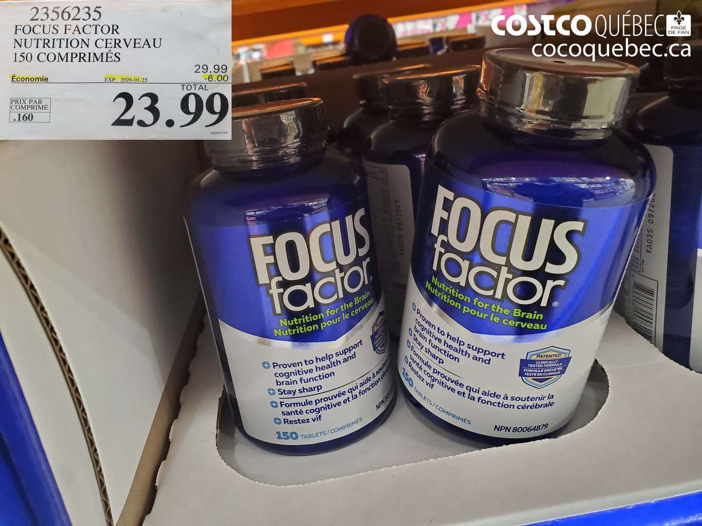 2356235 FOCUS FACTOR NUTRITION CERVEAU 150 COMPRIMES ($6.00 INSTANT SAVINGS EXPIRES ON 2026-01-18) $23.99