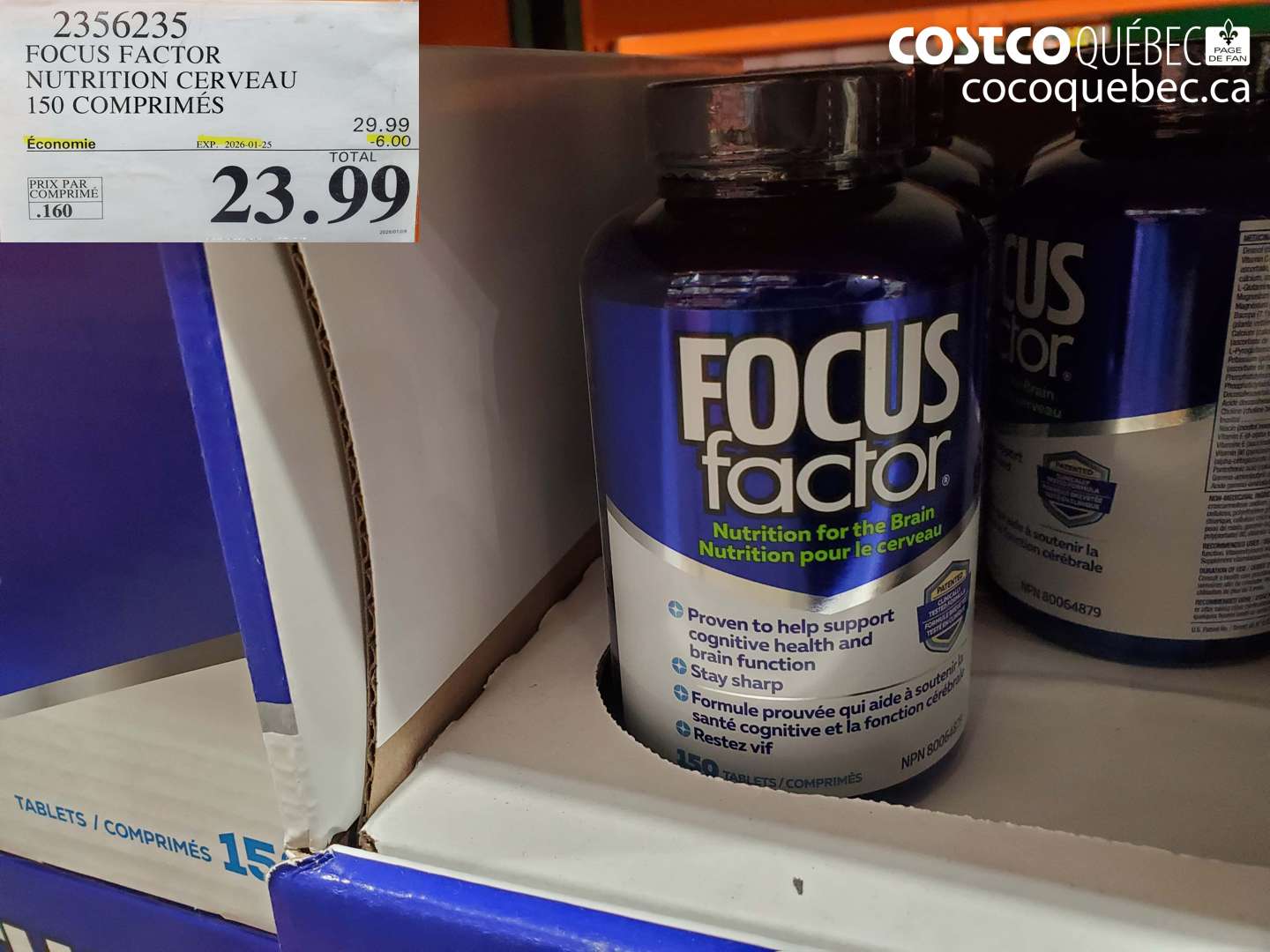 2356235 FOCUS FACTOR NUTRITION CERVEAU 150 COMPRIMES ($6.00 INSTANT SAVINGS EXPIRES ON 2026-01-25) $23.99