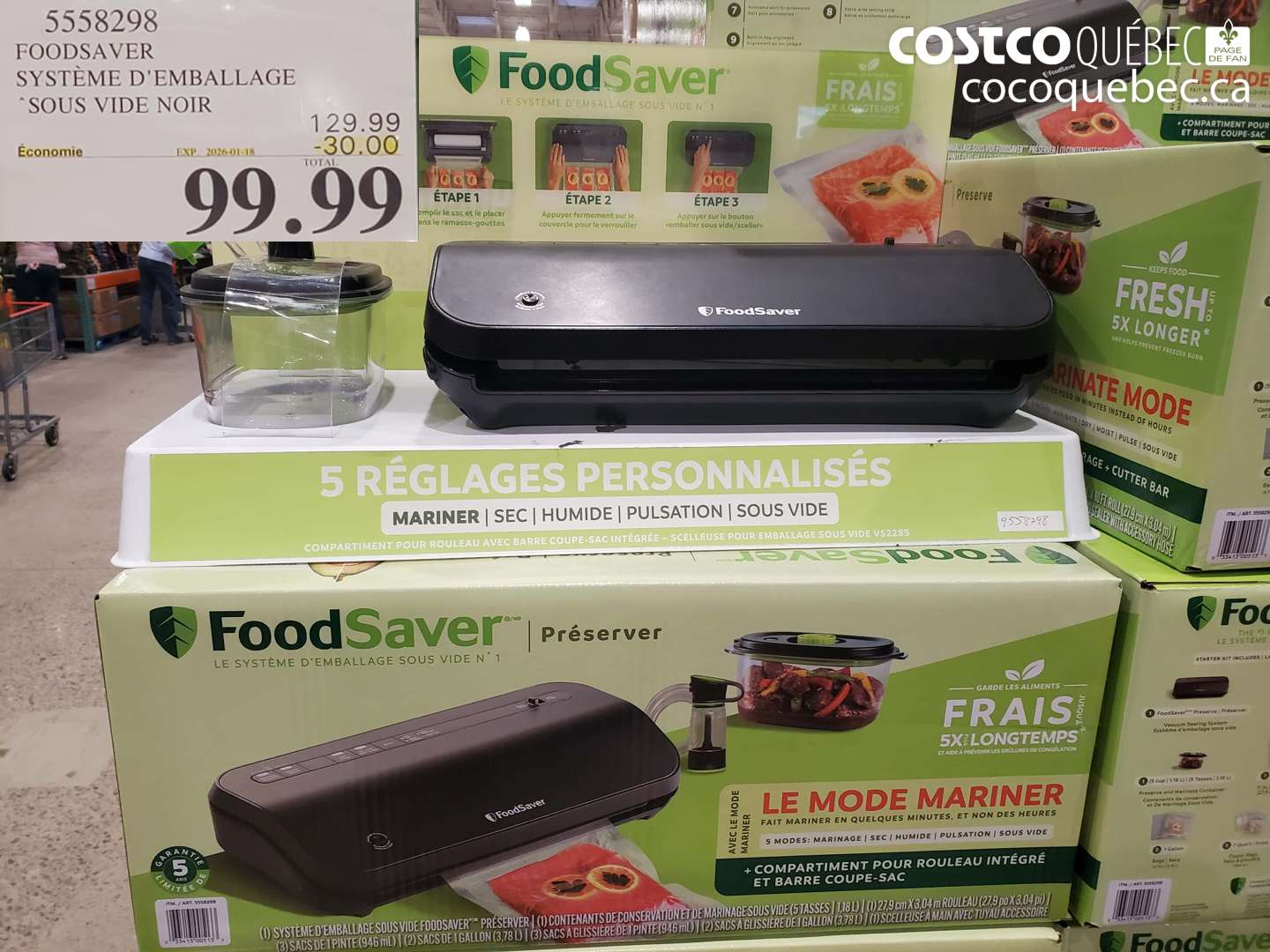 5558298 FOODSAVER SYSTÈME D'EMBALLAGE SOUS VIDE NOIR ($30.00 INSTANT SAVINGS EXPIRES ON 2026-01-18) $99.99