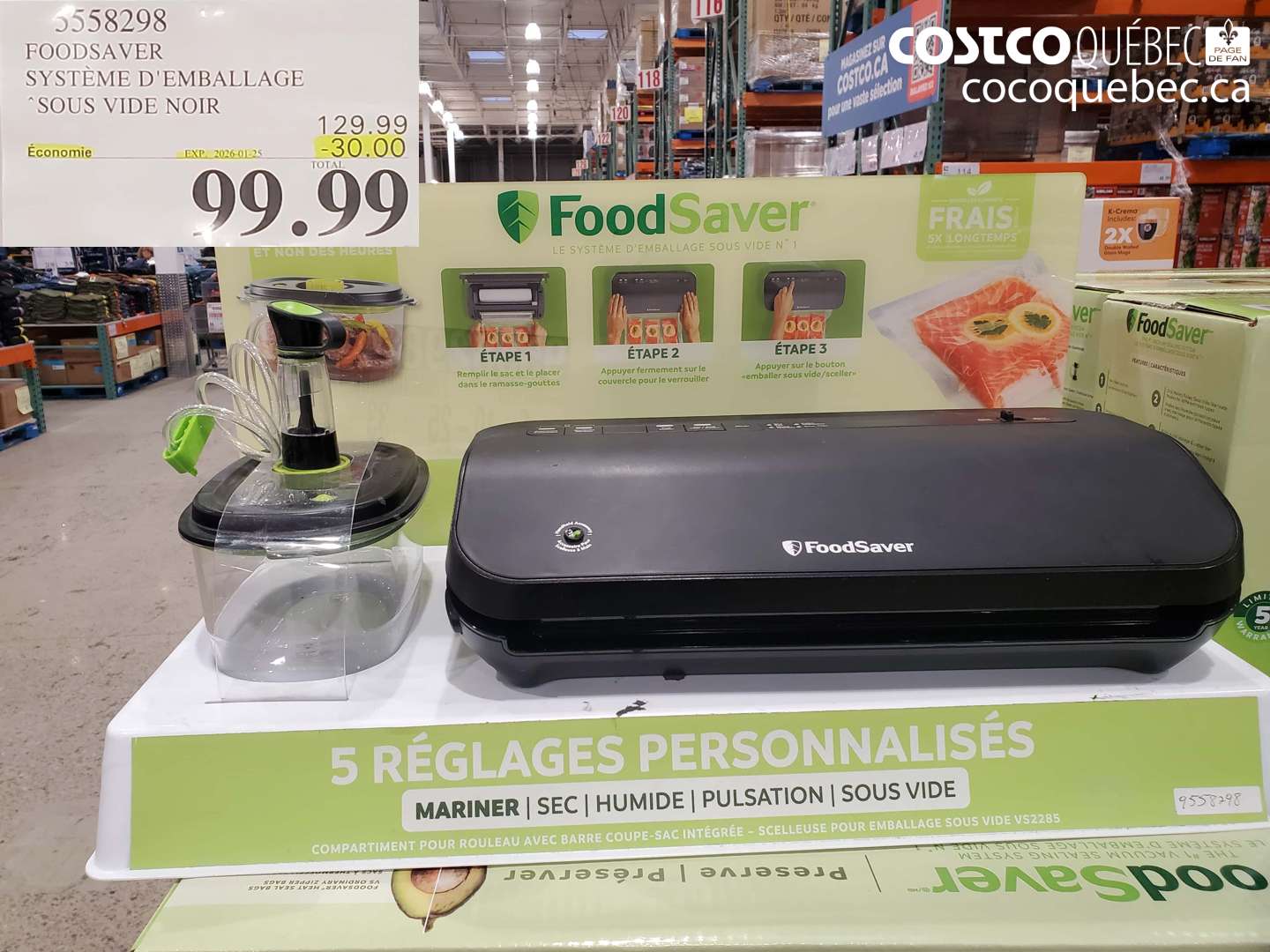 5558298 FOODSAVER SYSTÈME D'EMBALLAGE SOUS VIDE NOIR ($30.00 INSTANT SAVINGS EXPIRES ON 2025-01-25) $99.99