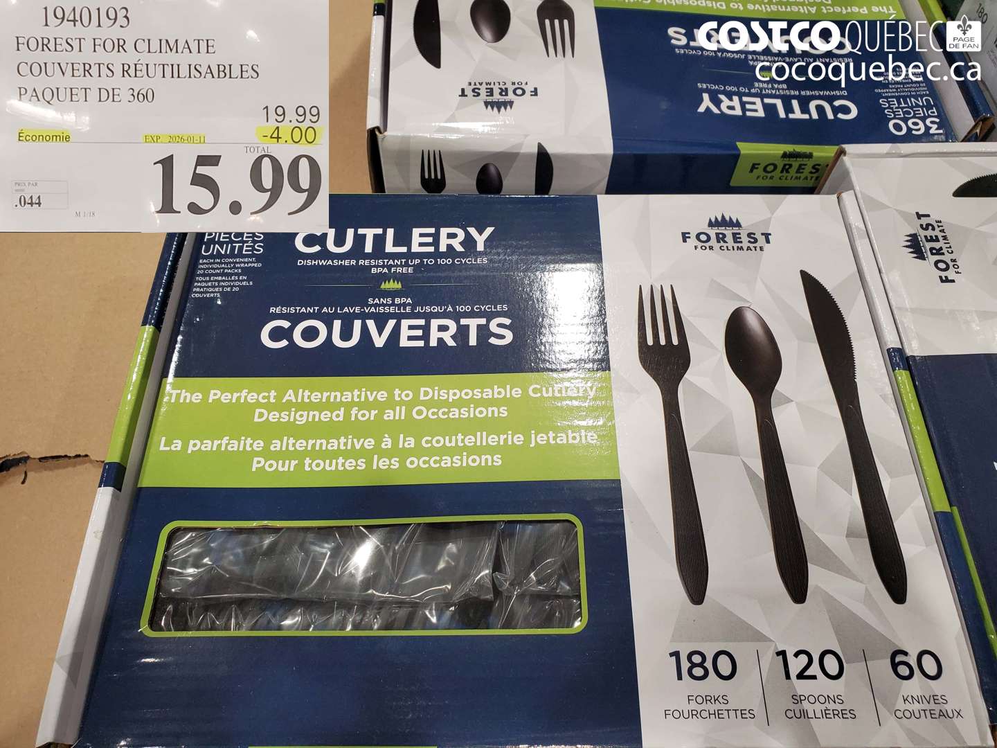 1940193 FOREST FOR CLIMATE COUVERTS REUTILISABLES PAQUET DE 360 ($4.00 INSTANT SAVINGS EXPIRES ON 2026-01-11) $15.99