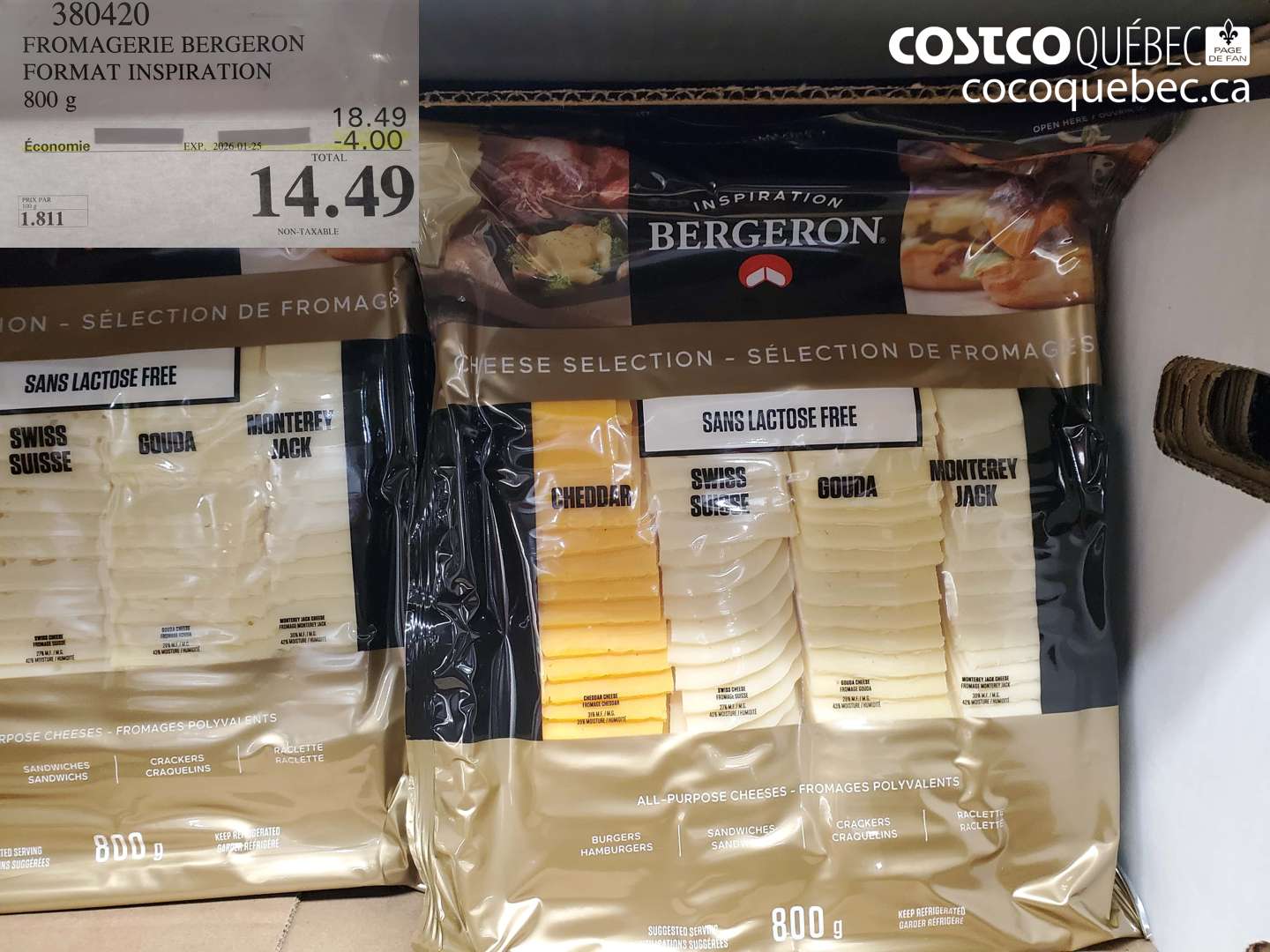 380420 FROMAGERIE BERGERON FORMAT INSPIRATION 800 g  ($4.00 INSTANT SAVINGS EXPIRES ON 2026-01-25) $14.49