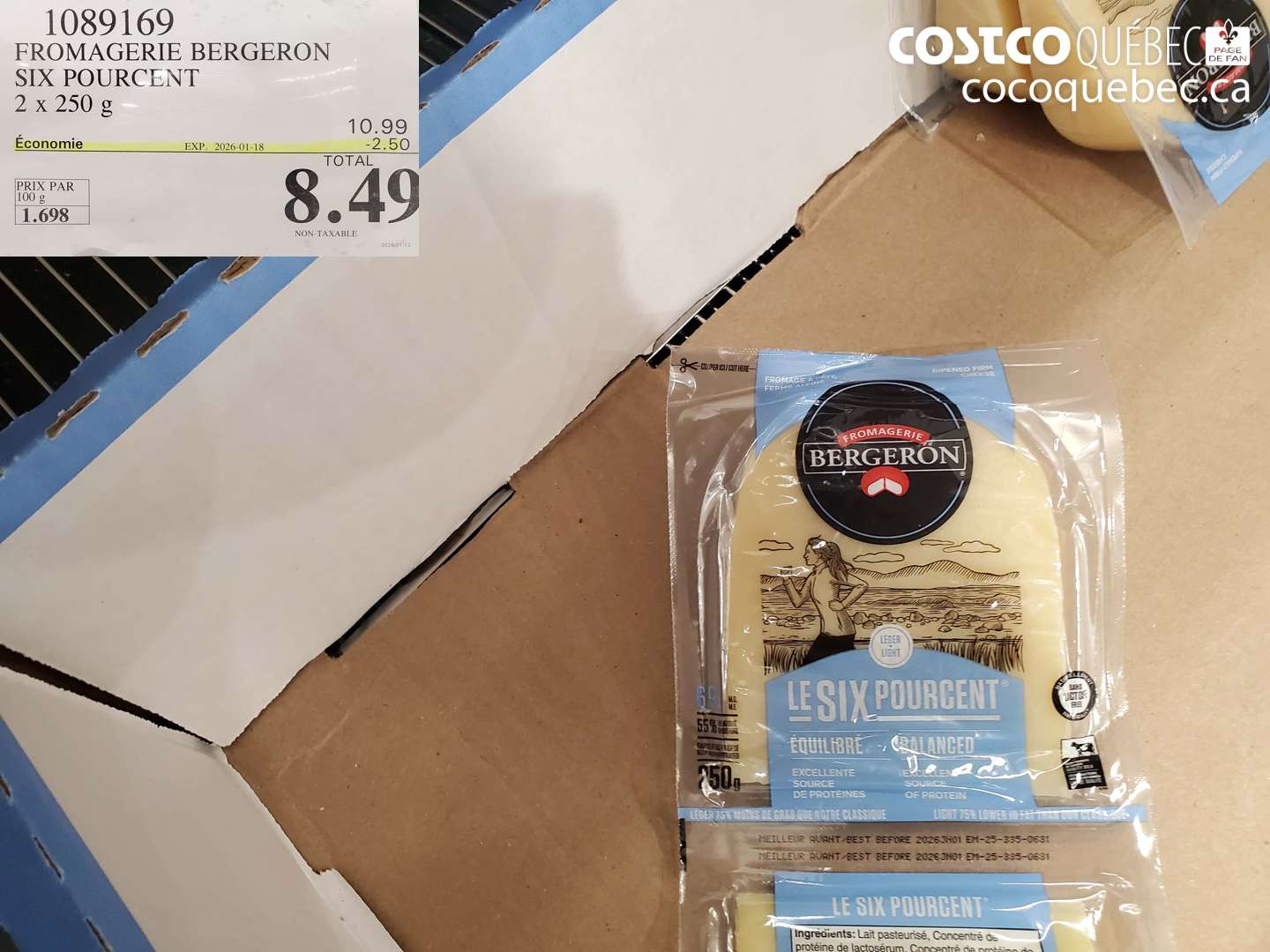 1089169 FROMAGERIE BERGERON SIX POURCENT 2 X 250G ($2.50 INSTANT SAVINGS EXPIRES ON 2026-01-18) $8.49