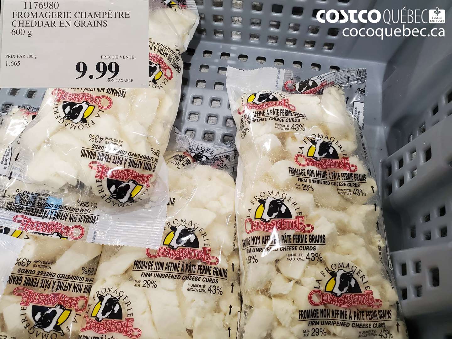 1176980 FROMAGERIE CHAMPETRE CHEDDAR EN GRAINS 600 g $9.99