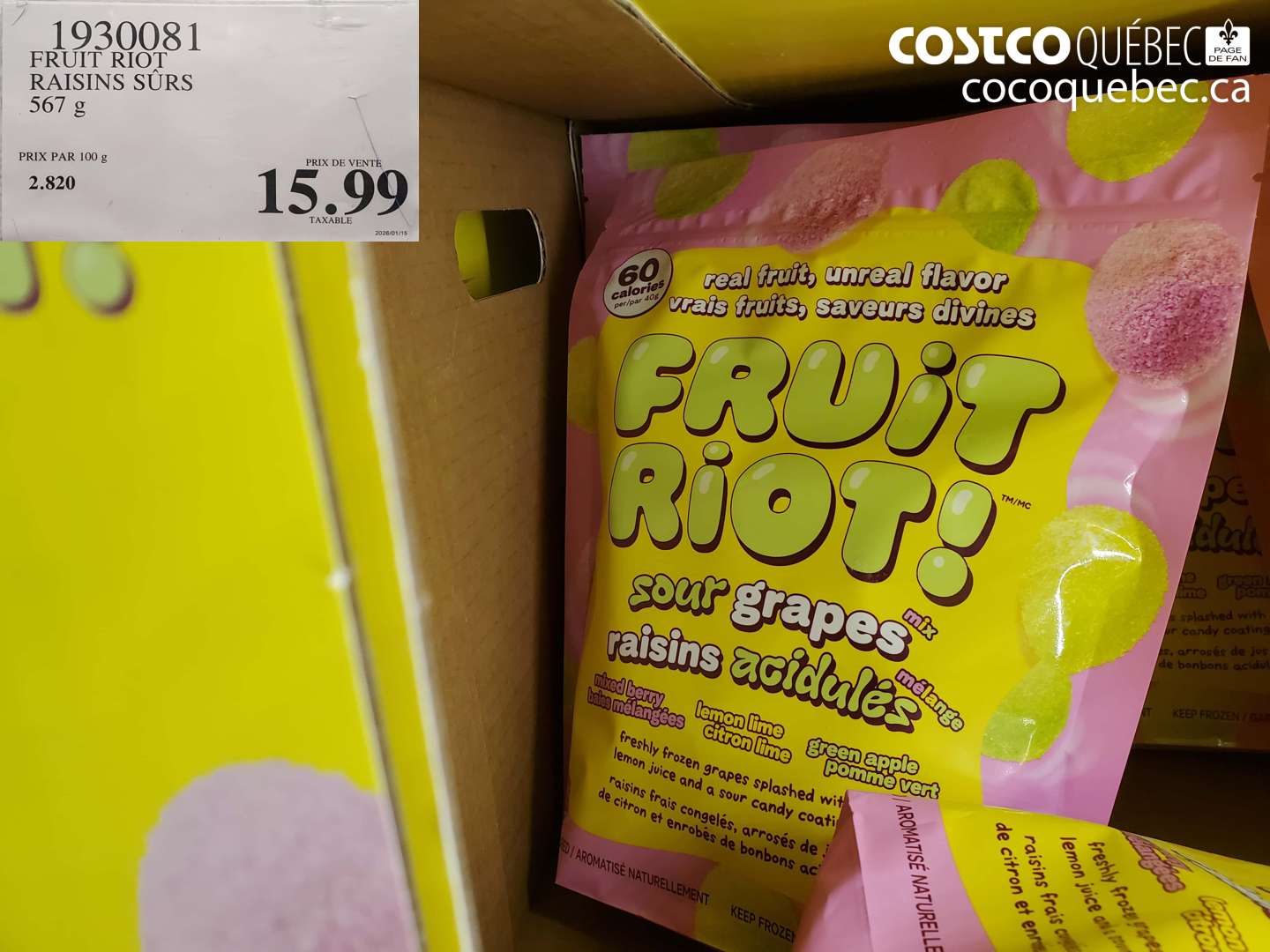 1930081 FRUIT RIOT RAISINS SURS 567 g $15.99