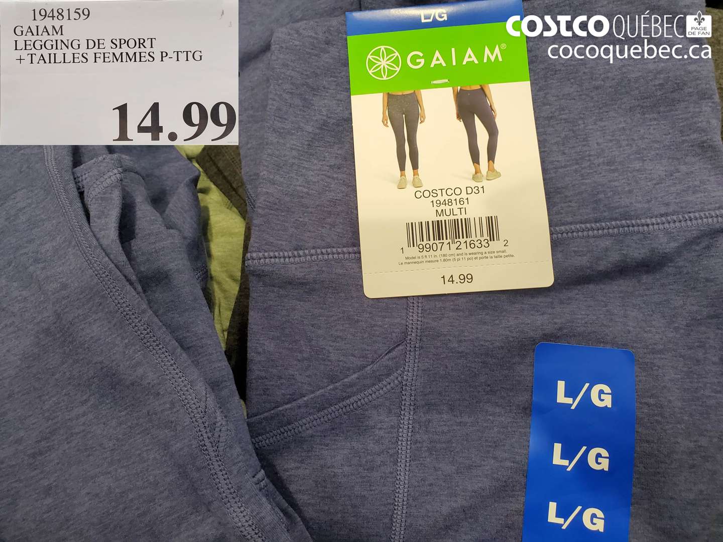 1948159 GAIAM LEGGING DE SPORT + TAILLES FEMMES P-PTG $14.99