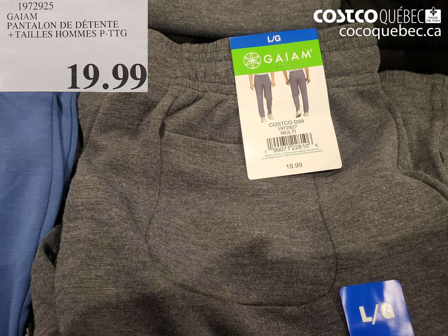 1972925 GAIAM PANTALON DE DÉTENTE + TAILLES HOMMES P-TTG $19.99