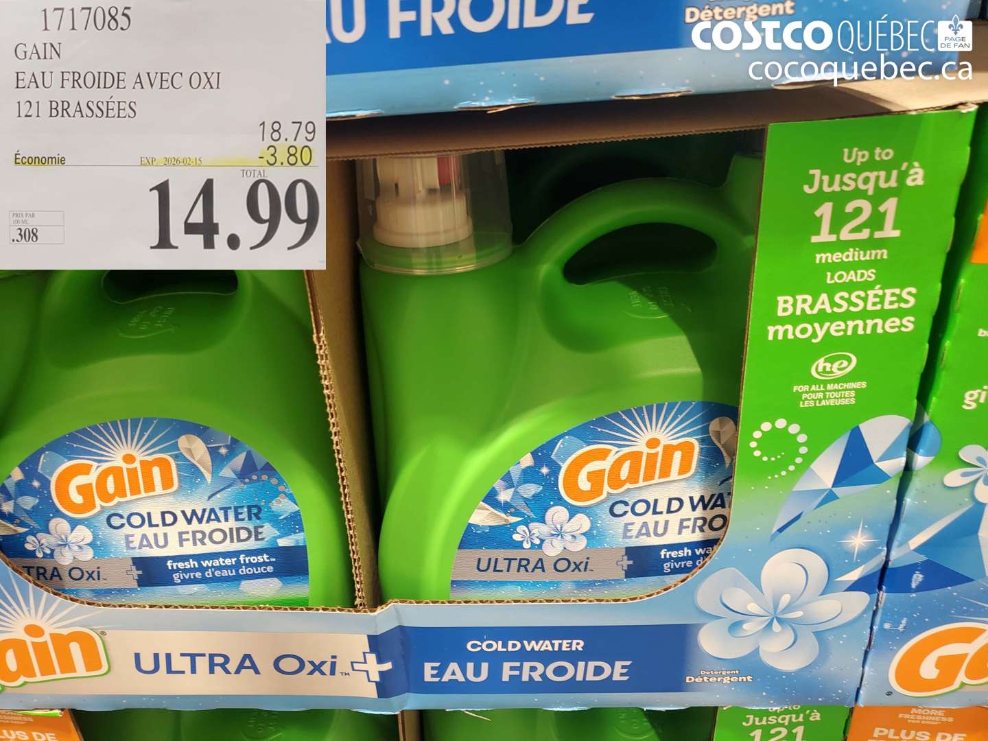 1717085 GAIN EAU FROIDE AVEC OXI 121 BRASSÉES ($3.80 INSTANT SAVINGS EXPIRES ON 2026-02-15) $14.99