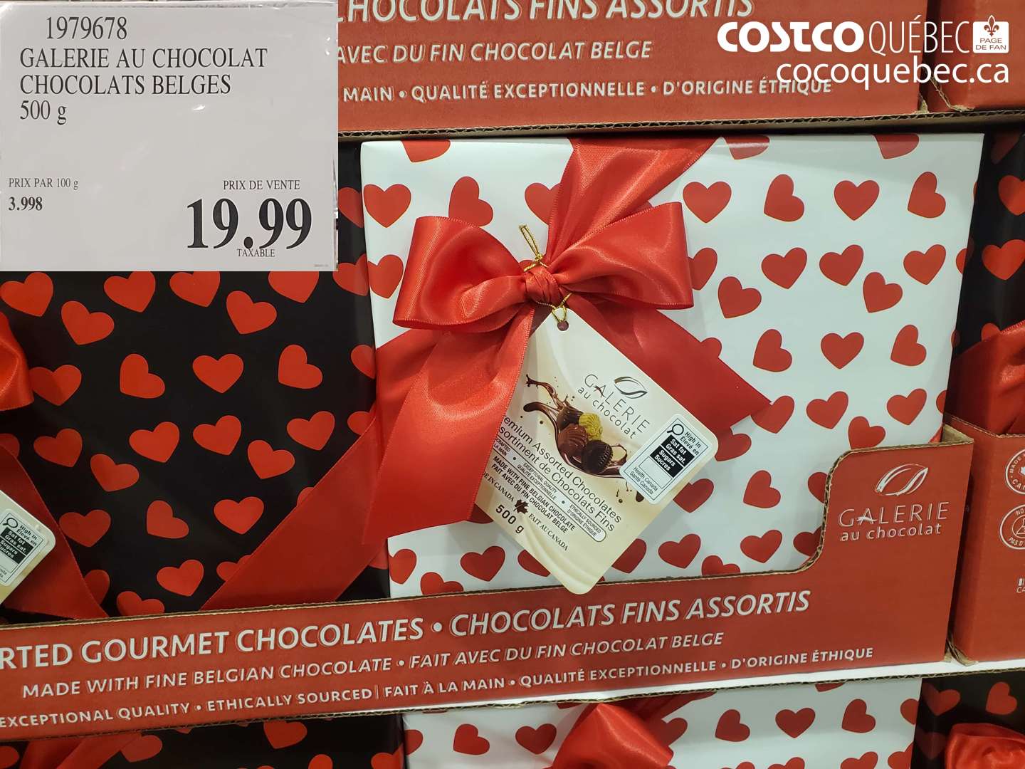 1979678 GALERIE AU CHOCOLAT CHOCOLATS BELGES 500 g $19.99