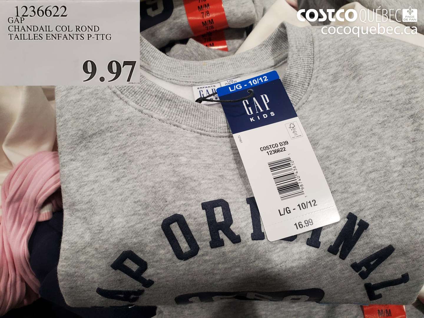 1236622 GAP CHANDAIL COL ROND TAILLES ENFANTS TP-TG $9.97