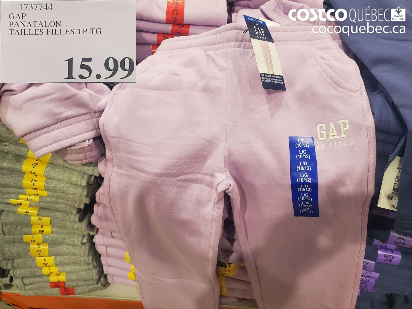 1737744 GAP PANATALON TAILLES FILLES TP-TG $15.99