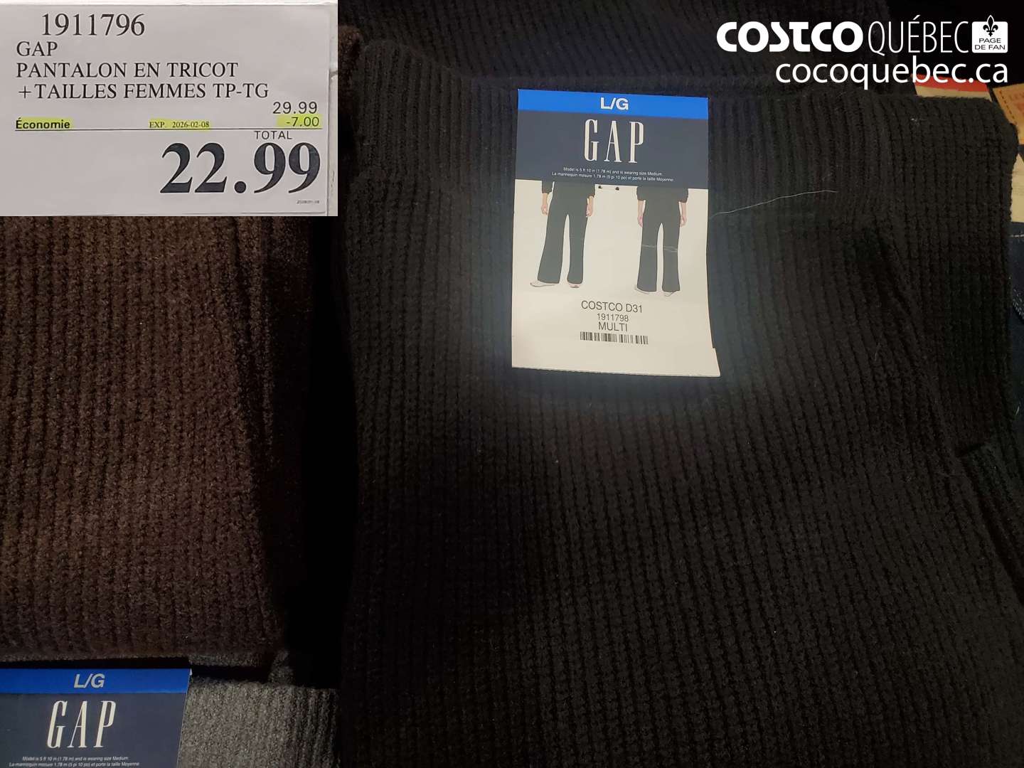 1911796 GAP PANTALON EN TRICOT + TAILLES FEMMES TP-TG ($7.00 INSTANT SAVINGS EXPIRES ON 2026-02-08) $22.99