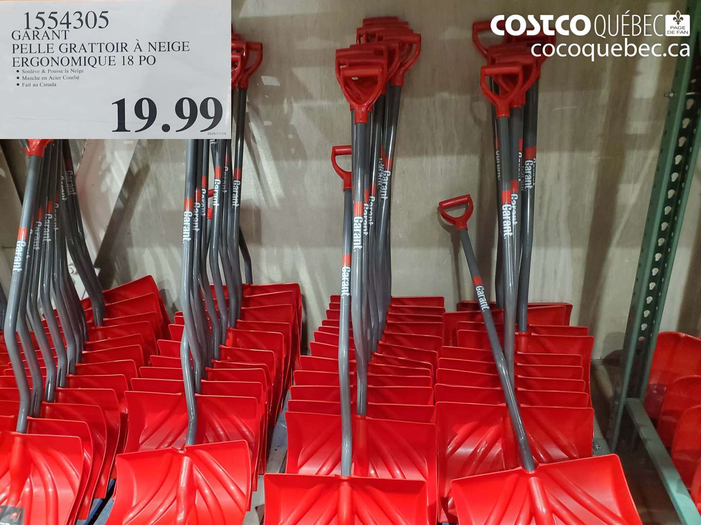 1554305 GARANT PELLE GRATTOIR A NEIGE $19.99