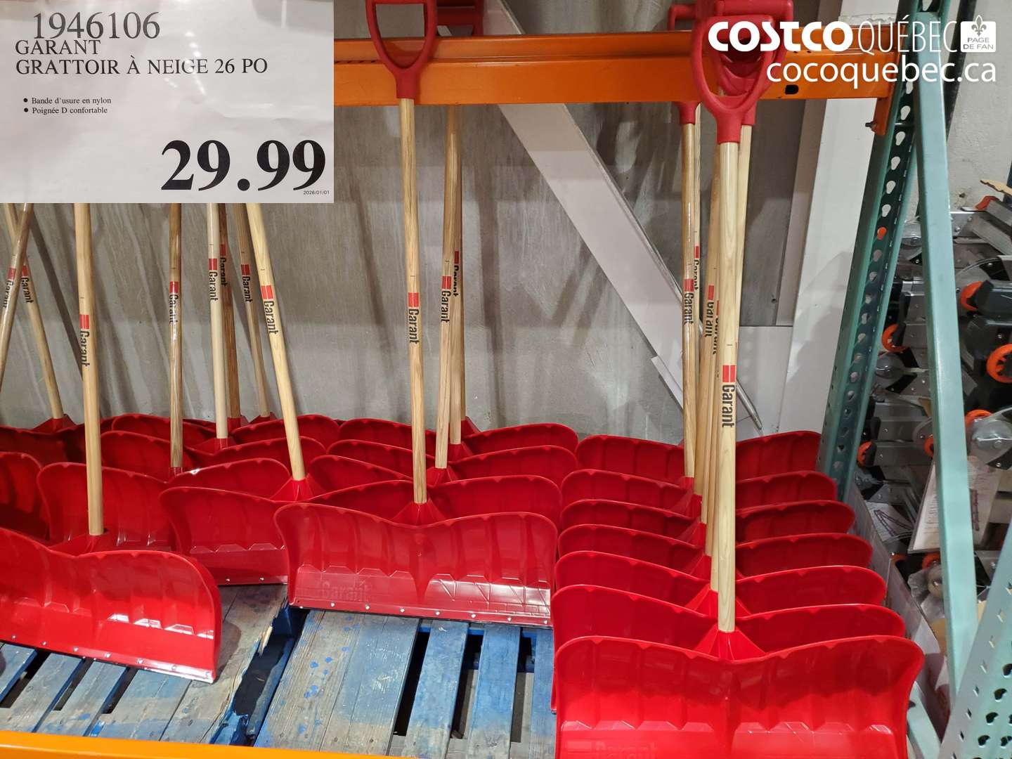 1946106 GARAN GRATTOIR A NEIGE 26 PO $29.99