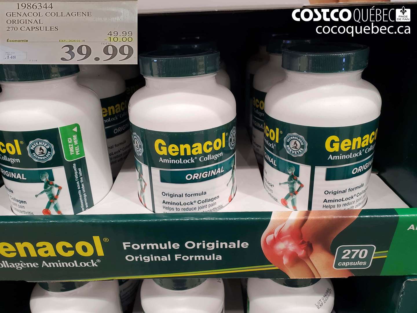1986344 GENACOL COLLAGENE ORIGINAL 270 CAPSULES ($10.00 INSTANT SAVINGS EXPIRES ON 2026-01-18) $39.99