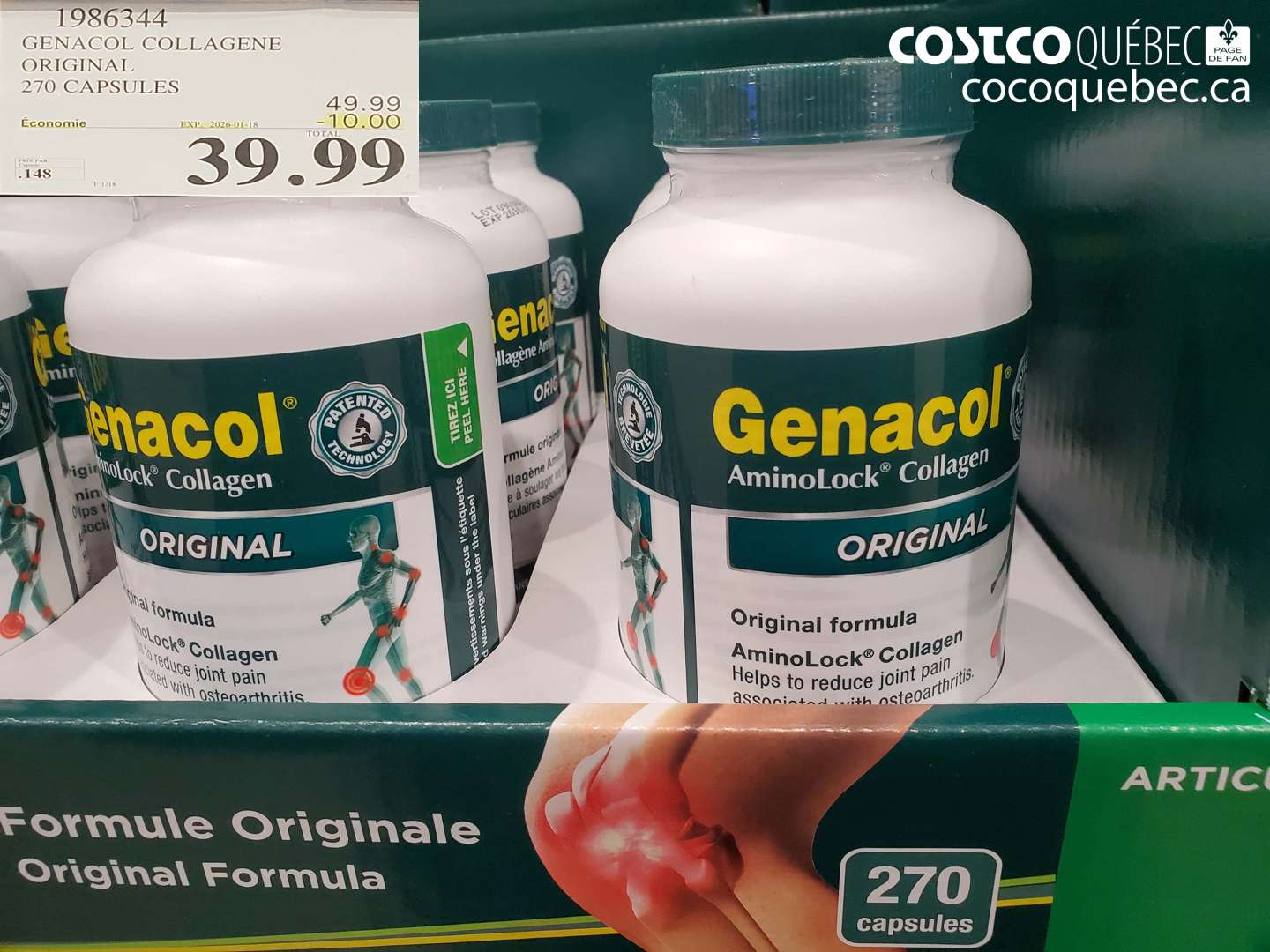1986344 GENACOL COLLAGENE ORIGINAL 270 CAPSULES ($10.00 INSTANT SAVINGS EXPIRES ON 2026-01-18) $39.99