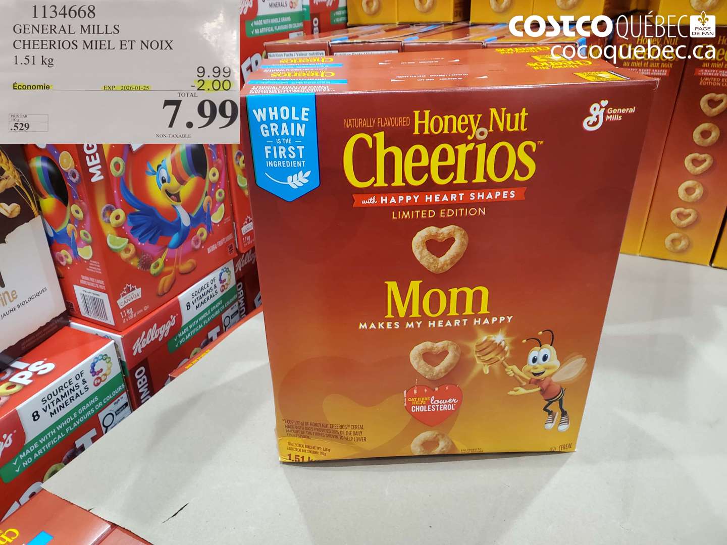 1134668 GENERAL MILLS CHEERIOS MIEL ET NOIX 1.51 kg ($2.00 INSTANT SAVINGS EXPIRES ON 2026-01-25) $7.99