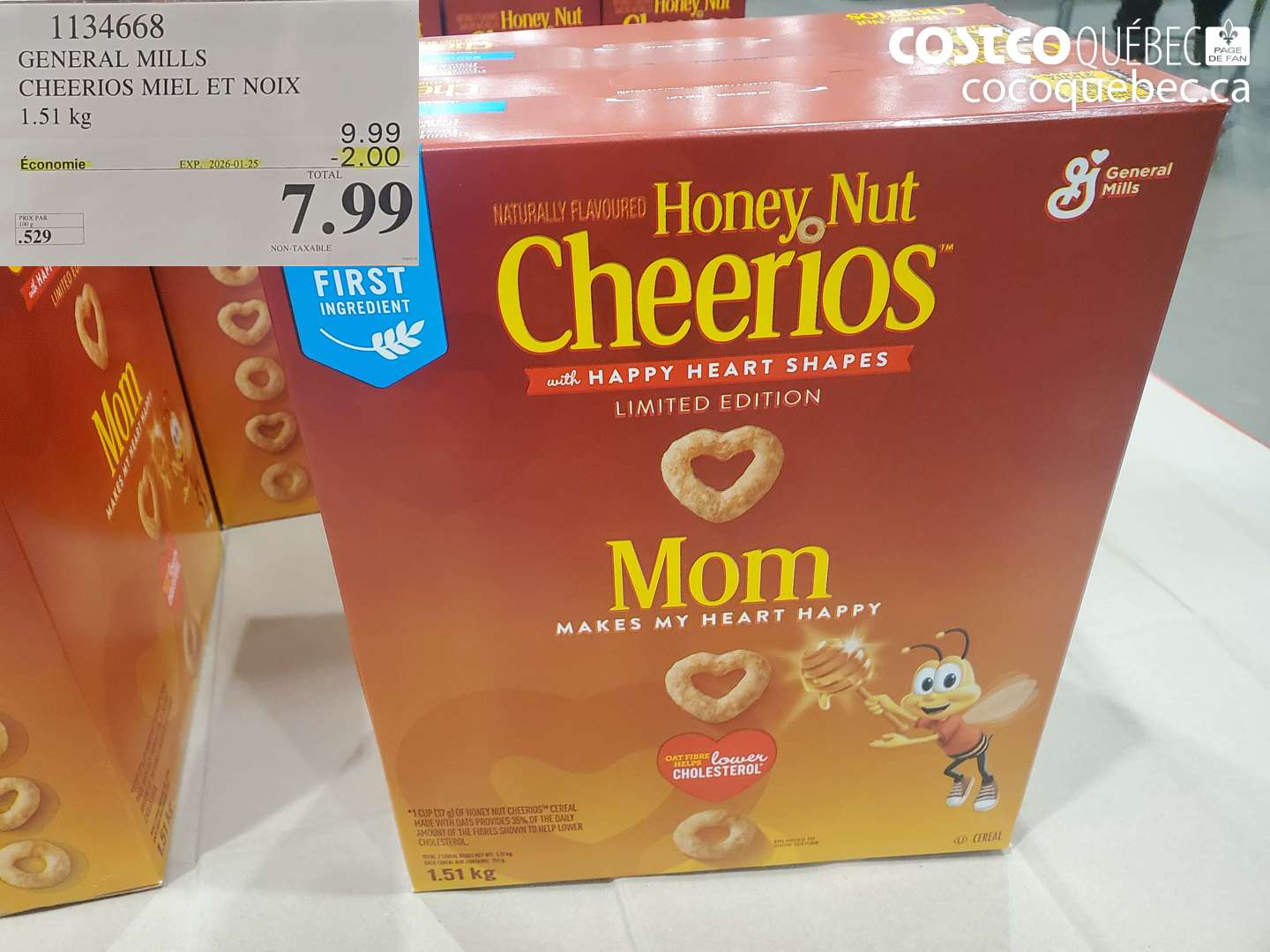 1134668 GENERAL MILLS CHEERIOS MIEL ET NOIX 1.51 kg ($2.00 INSTANT SAVINGS EXPIRES ON 2026-01-25) $7.99