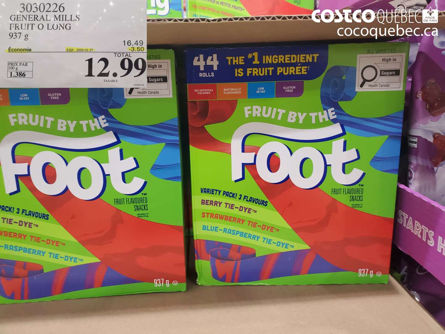 3030226 GENEXKAL MILLS FRUIT O LONG 937 g ($3.50 INSTANT SAVINGS EXPIRES ON 2026-01-27) $12.99