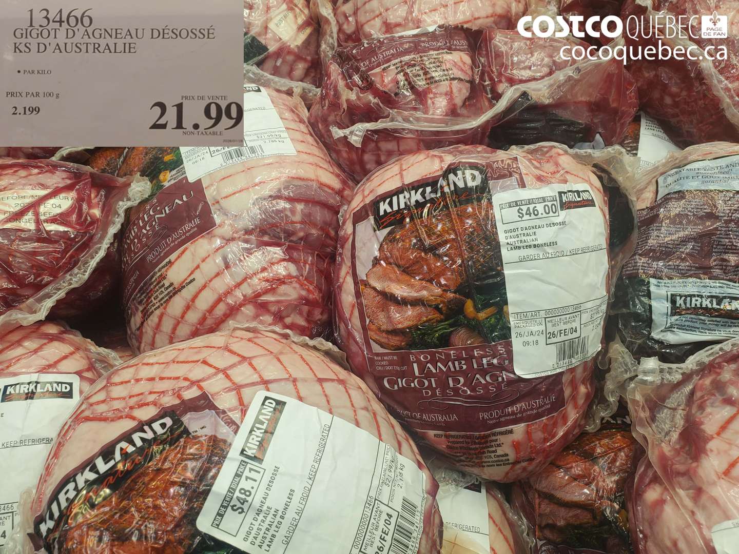 13466 GIGOT D'AGNEAU DESOSSE D'AUSTRALIE  $21.99