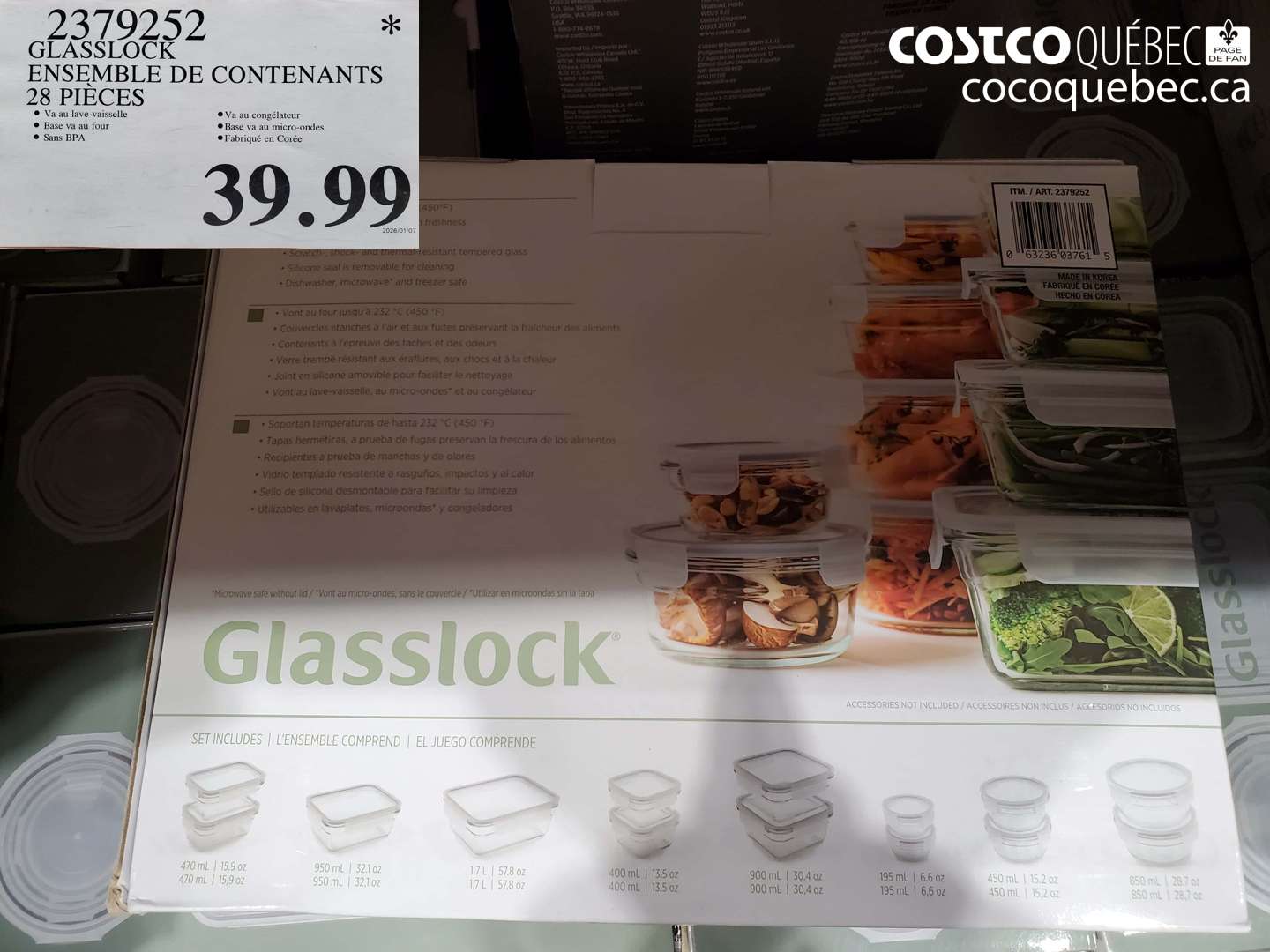 2379252 GLASSLOCK ENSEMBLE DE CONTENANTS 28 PIECES $39.99